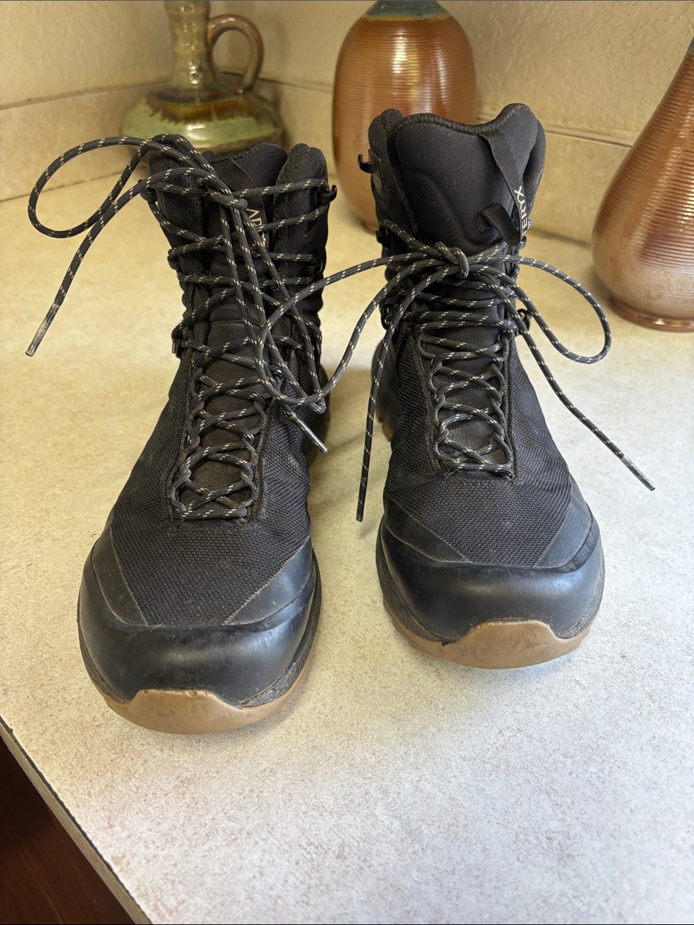 Arc'teryx Black Hiking Boots with Tan Outsoles
